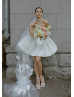 Strapless Ivory Velvet Mini Wedding Dress